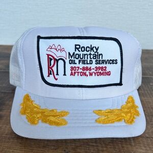 VTG Rocky Mountain Oil Field Services Trucker Hat White Mesh RN Logo Wyoming USA